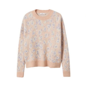 Mango Knit Cropped Floral Sweater Small